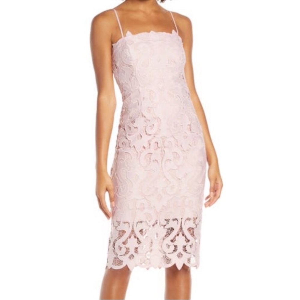 Bardot Lina Pink Rose Lace Sheath Midi Dress NWT Size 4